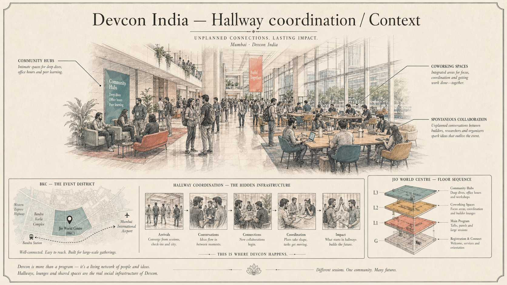Devcon India deep diagram plate: Hallway coordination / Context.
