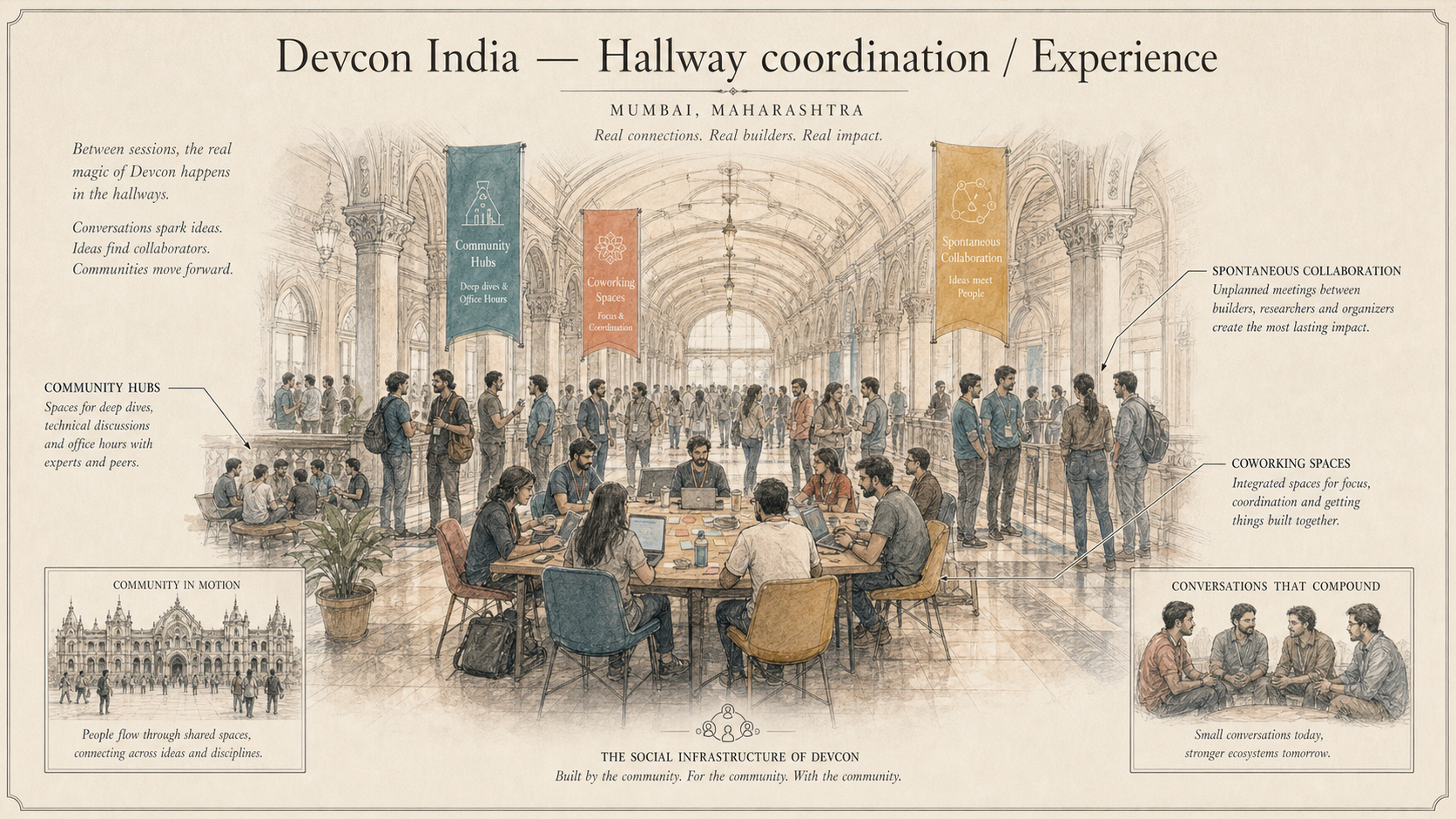 Devcon India deep diagram plate: Hallway coordination / Experience.