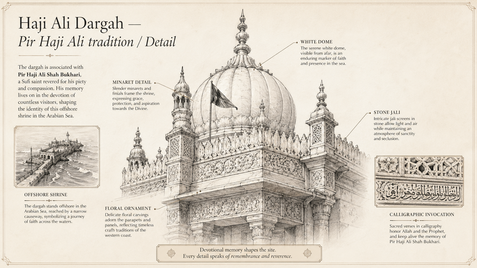 Haji Ali Dargah deep diagram plate: Pir Haji Ali tradition / Detail.